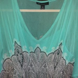 Sheer aqua and black blouse